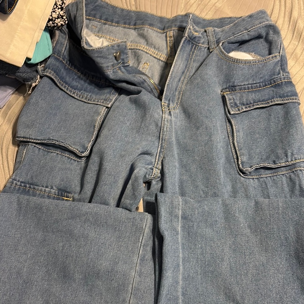 Women's Blue Cargo Jeans